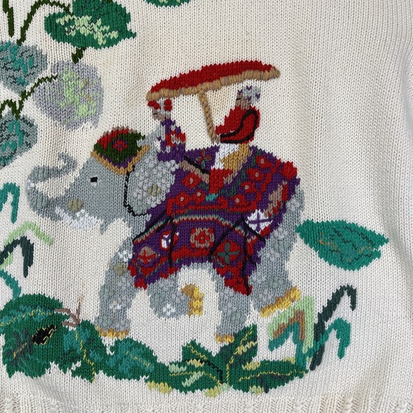 Roberta Frost Hand-Knitted Wool Sweater Elephant Sz Small‎ - Picture 2 of 14